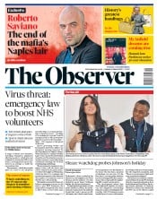 The Observer () Newspaper Front Page for 8 March 2020