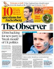 The Observer () Newspaper Front Page for 8 April 2018