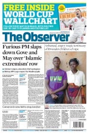 The Observer () Newspaper Front Page for 8 June 2014