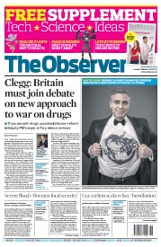 The Observer () Newspaper Front Page for 9 February 2014