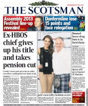 The Scotsman () Newspaper Front Page for 10 April 2013