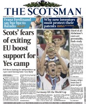 The Scotsman () Newspaper Front Page for 14 July 2014
