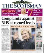 The Scotsman () Newspaper Front Page for 14 September 2013
