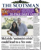 The Scotsman () Newspaper Front Page for 20 August 2013