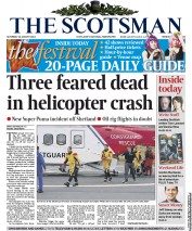 The Scotsman () Newspaper Front Page for 24 August 2013