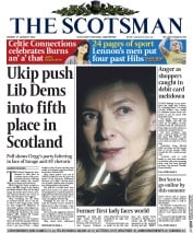 The Scotsman () Newspaper Front Page for 27 January 2014