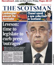 The Scotsman () Newspaper Front Page for 30 November 2012