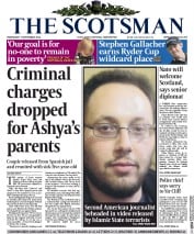 The Scotsman () Newspaper Front Page for 3 September 2014