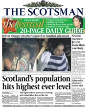 The Scotsman () Newspaper Front Page for 9 August 2013