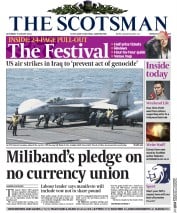 The Scotsman () Newspaper Front Page for 9 August 2014