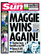 The Sun () Newspaper Front Page for 10 April 2013