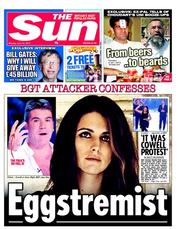 The Sun () Newspaper Front Page for 10 June 2013