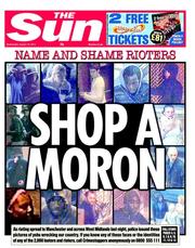The Sun () Newspaper Front Page for 10 August 2011