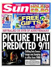 The Sun () Newspaper Front Page for 10 September 2011