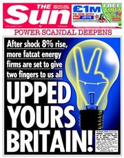 The Sun () Newspaper Front Page for 11 October 2013