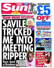 The Sun () Newspaper Front Page for 11 November 2012