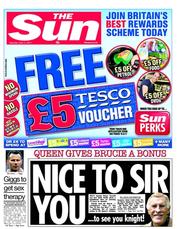 The Sun () Newspaper Front Page for 11 June 2011
