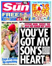The Sun () Newspaper Front Page for 11 July 2014
