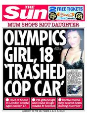 The Sun () Newspaper Front Page for 12 August 2011