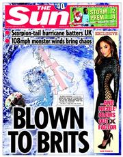 The Sun () Newspaper Front Page for 13 February 2014