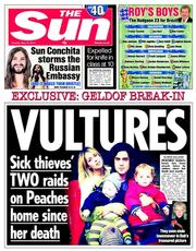 The Sun () Newspaper Front Page for 13 May 2014