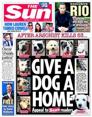 The Sun () Newspaper Front Page for 13 September 2014