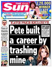 The Sun () Newspaper Front Page for 14 October 2013