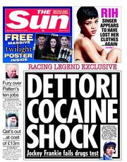 The Sun () Newspaper Front Page for 14 November 2012