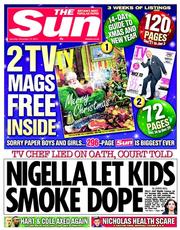 The Sun () Newspaper Front Page for 14 December 2013