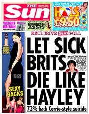 The Sun () Newspaper Front Page for 14 January 2014