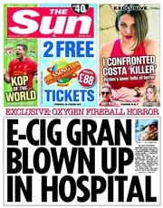 The Sun () Newspaper Front Page for 14 April 2014