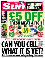 The Sun () Newspaper Front Page for 14 August 2014