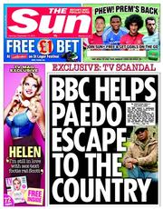 The Sun () Newspaper Front Page for 14 September 2013