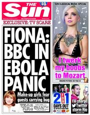 The Sun () Newspaper Front Page for 15 October 2014