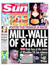 The Sun () Newspaper Front Page for 15 April 2013