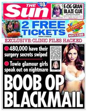 The Sun () Newspaper Front Page for 15 April 2014