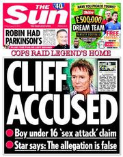 The Sun () Newspaper Front Page for 15 August 2014