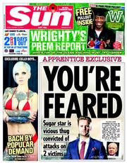 The Sun () Newspaper Front Page for 17 October 2014