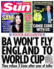The Sun () Newspaper Front Page for 17 December 2013