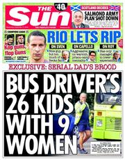 The Sun () Newspaper Front Page for 17 September 2014