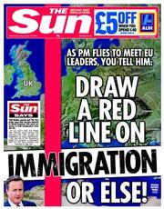 The Sun () Newspaper Front Page for 18 December 2013