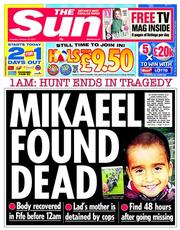The Sun () Newspaper Front Page for 18 January 2014
