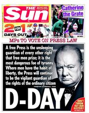 The Sun () Newspaper Front Page for 18 March 2013
