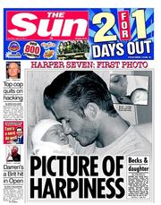 The Sun () Newspaper Front Page for 18 July 2011