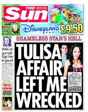The Sun () Newspaper Front Page for 19 November 2012