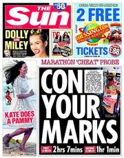 The Sun () Newspaper Front Page for 19 April 2014