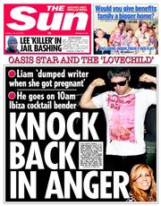 The Sun () Newspaper Front Page for 19 July 2013