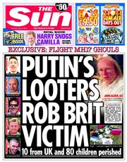 The Sun () Newspaper Front Page for 19 July 2014
