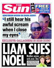The Sun () Newspaper Front Page for 19 August 2011