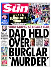 The Sun () Newspaper Front Page for 19 September 2011